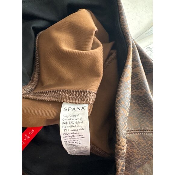 Spanx Sara Blakely Faux Leather Snake Print Leggings sz small Brown HighWaisted - Picture 4 of 4